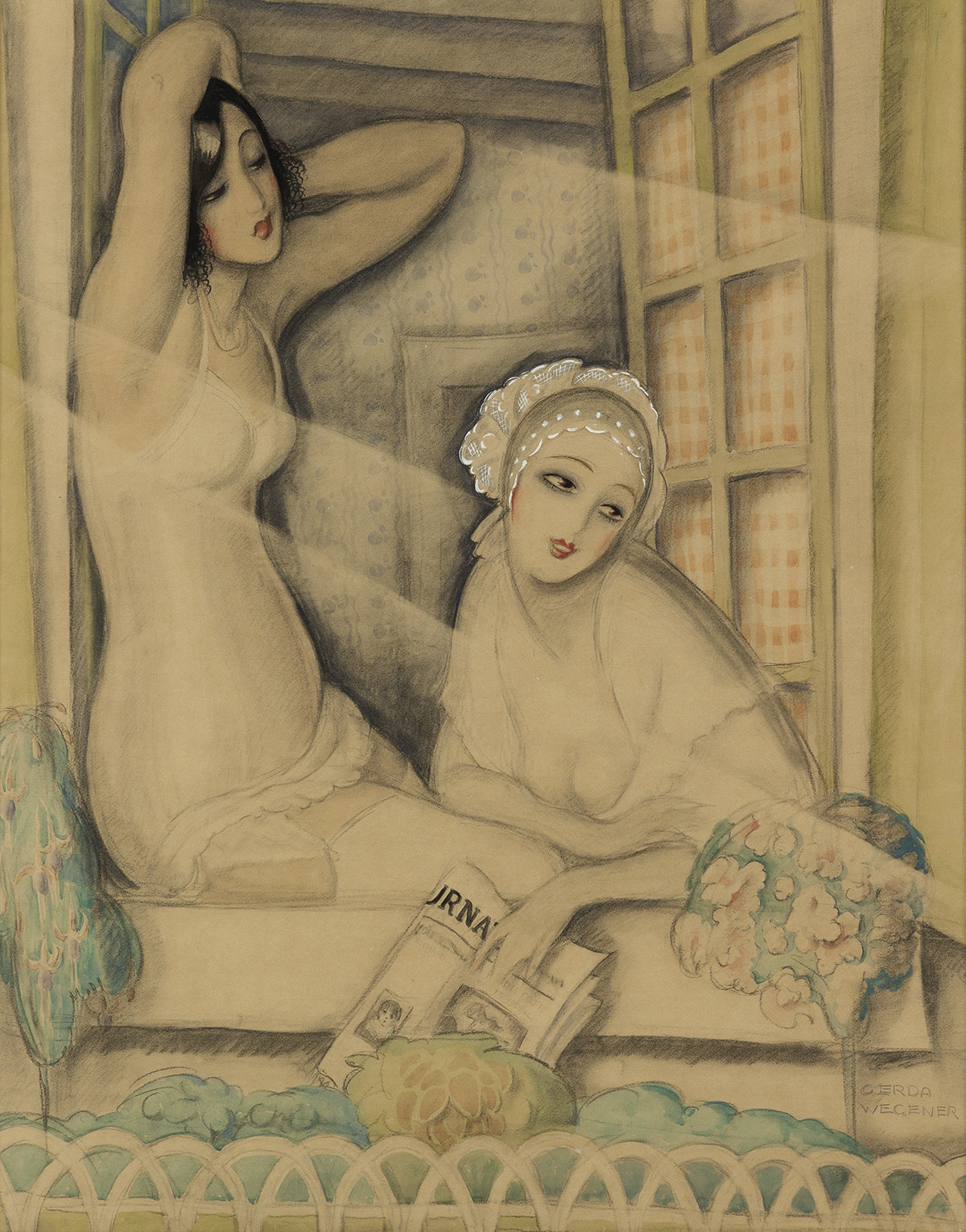 GERDA WEGENER (1886-1940)  Two Women in a Window.
